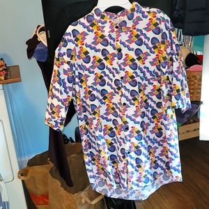 90s print button up collard shirt
